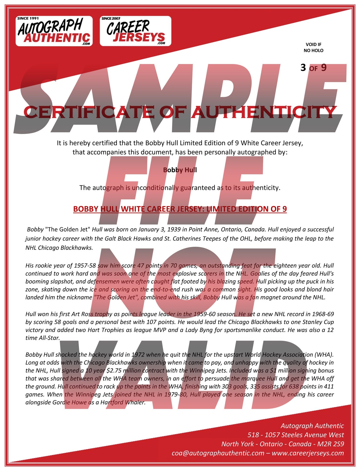 Doug Gilmour Career Jersey Autographed LTD ED 193